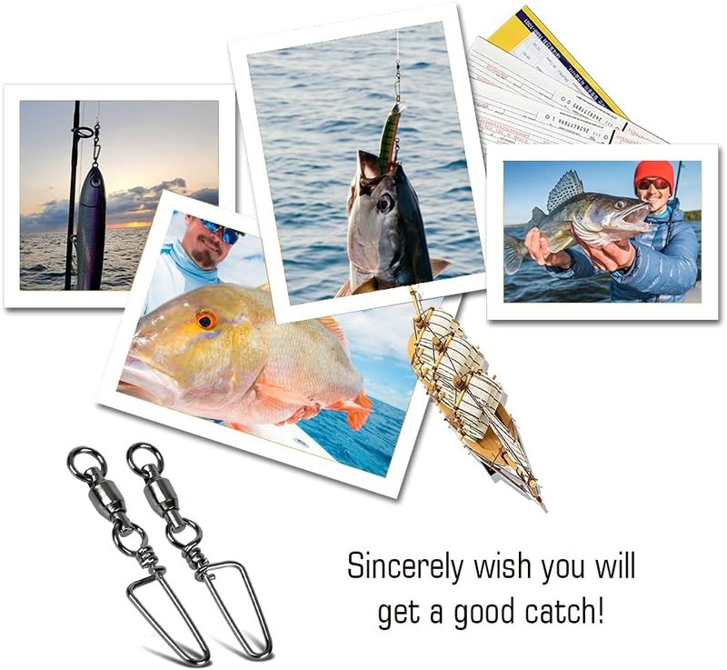 Saltwater Fishing Snap Swivel - High Strength Stainless Steel Connector | Corrosion Resistant, Black Nickel Finish
