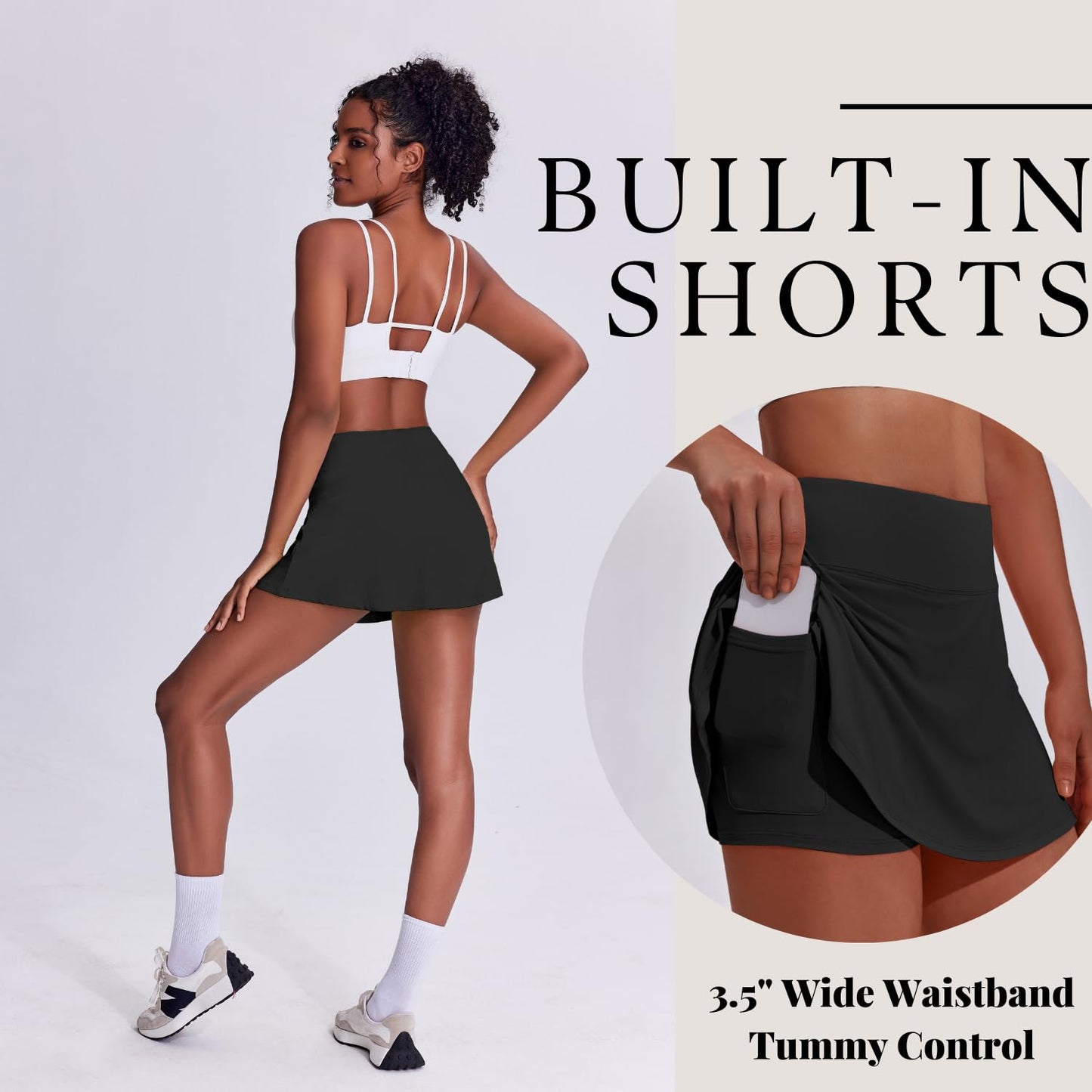 PINSPARK Tennis Skirts 13" Women Pleated Athletic Skort Lightweight Golf Skirts with Pocket Pickleball Outfits,Grey Td Small