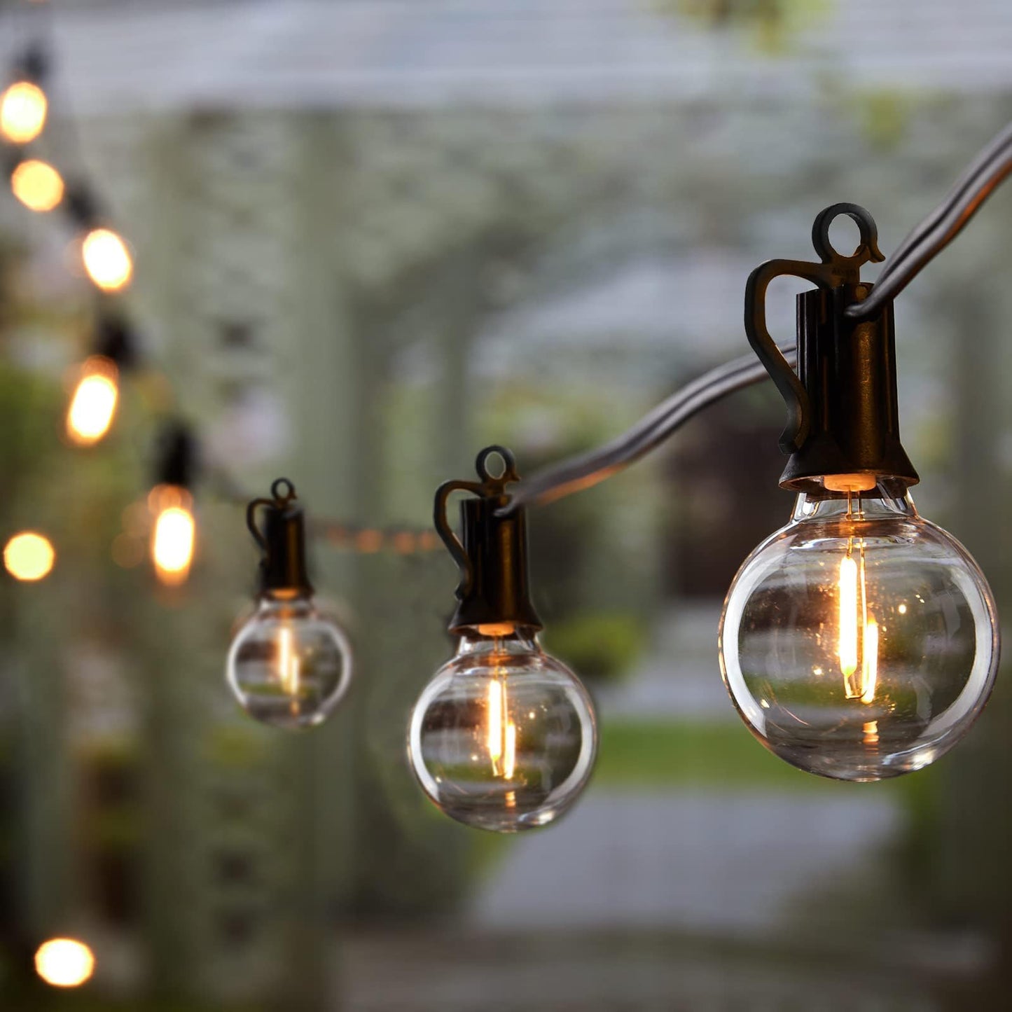 Brightown Outdoor String Lights, 50+5FT 25 G40 Bulbs Shatterproof Patio Lights, IP65 Waterproof Dimmable Hanging Connectable Globe LED Outdoor Lights for Christmas, Backyard, Bistro, Porch