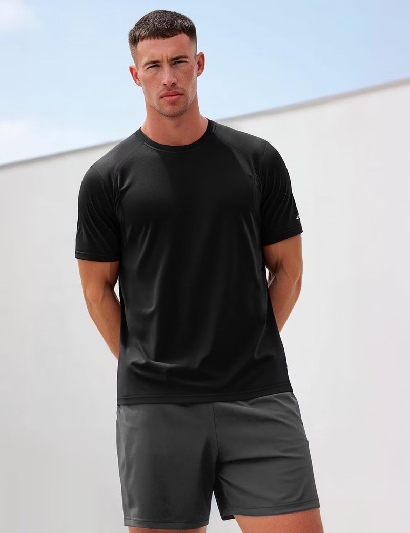 Zengjo Gym Shirts for Men Workout(Black,L)