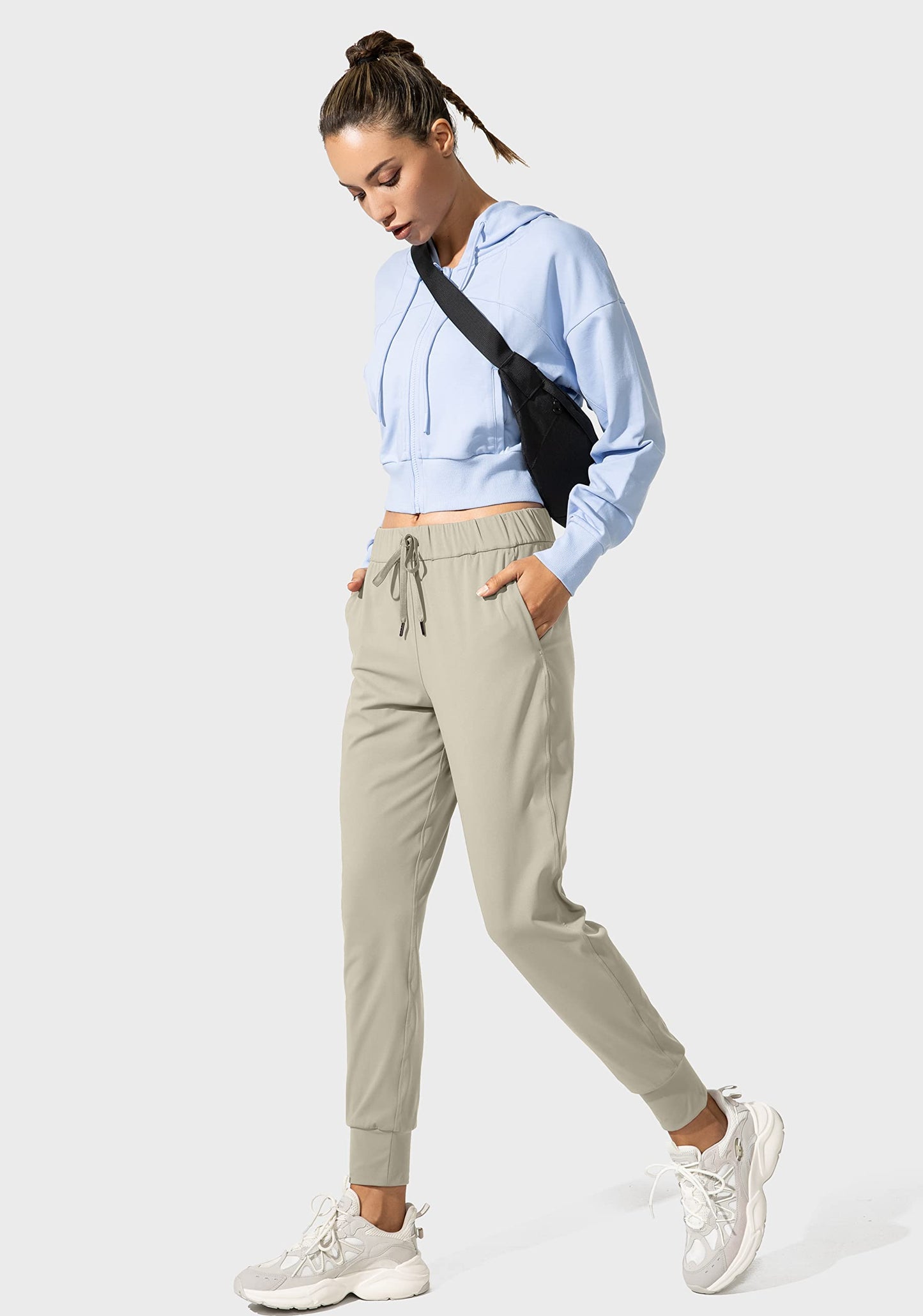 SANTINY Women's Joggers Pants Pockets Drawstring Running Sweatpants for Women Lounge Workout Jogging(Silver Sage_XS)