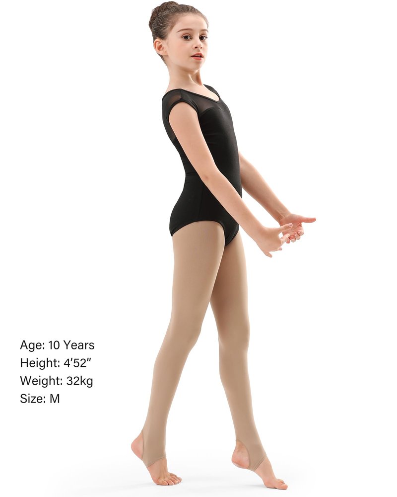 Stelle Girls Women Stirrup Tights Ultra Soft Dance Tights for Ballet, Gymnastics, School (Little Kid/Big Kid/Women)(3 pack Tan,9-14Years)