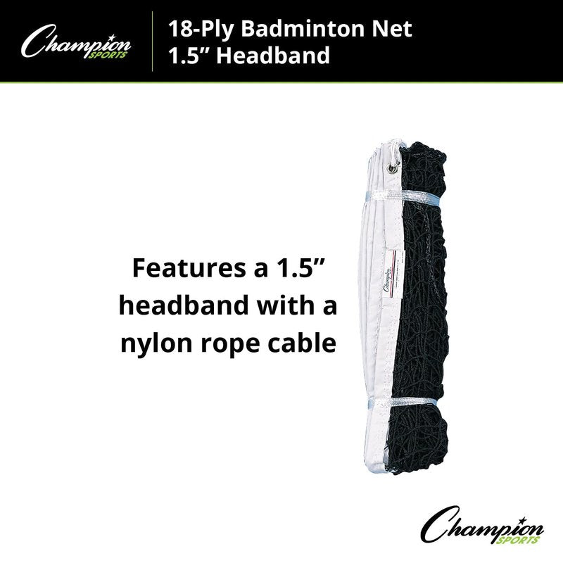 Champion Sports 18 Ply Badminton Netsbwith 1.5" Headband