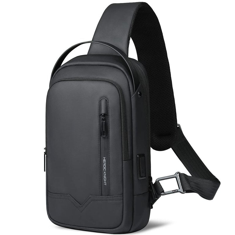 Sling Bag for Men Women Chest Bag Should Bags for 11.3 Inch iPad with USB Charging Port Water-Resistant Crossbody Sling Backpack LightWeight Anti-Theft Casual Daypack for Travel Sports Hiking-Black