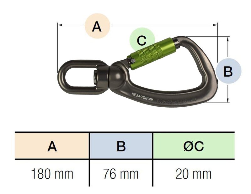 ProClimb Aluminum Swivel Triple Lock