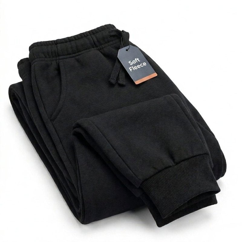 EVERYDAY KIDS Boys Black Cotton Fleece Sweatpants Joggers with Pockets; Boys Athletic Sweat Pants - Soft and Breathable Cotton/Poly Blend (6/7, Black)