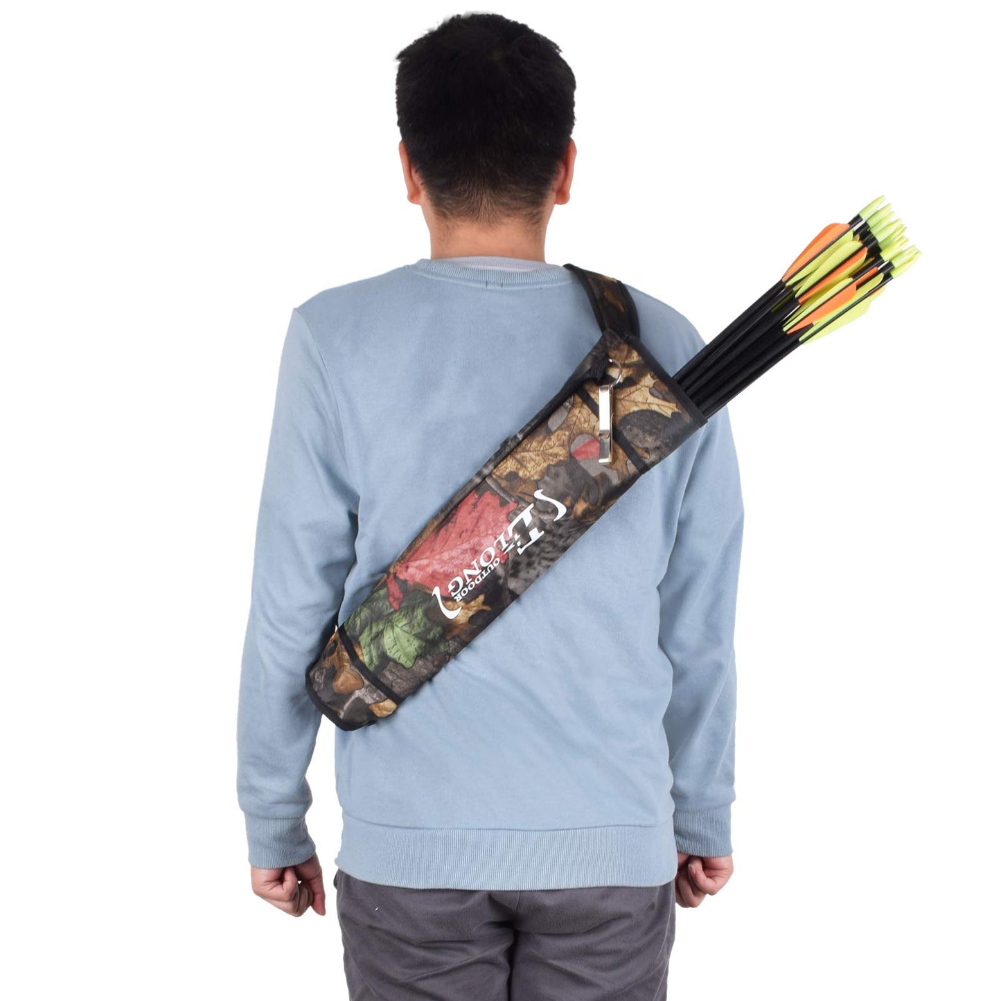 EOUS Archery Arrow Holder for Youth Kid Childrens Arrow Quiver Bags for Arrows Kids,Back and Hip Side Quiver,CAMO