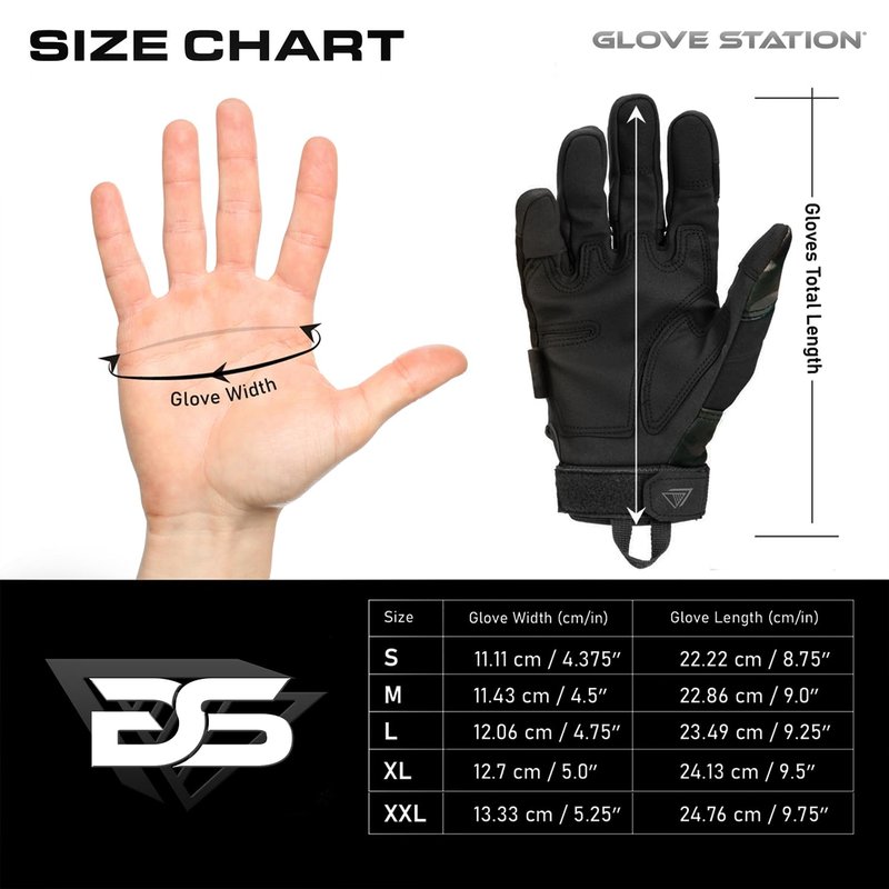 Glove Station Gloves for Men – Touchscreen Utility Gear with Hard Knuckle Protection Used in Motorcycle, Airsoft, & Outdoor Work Black Multicam XX-Large