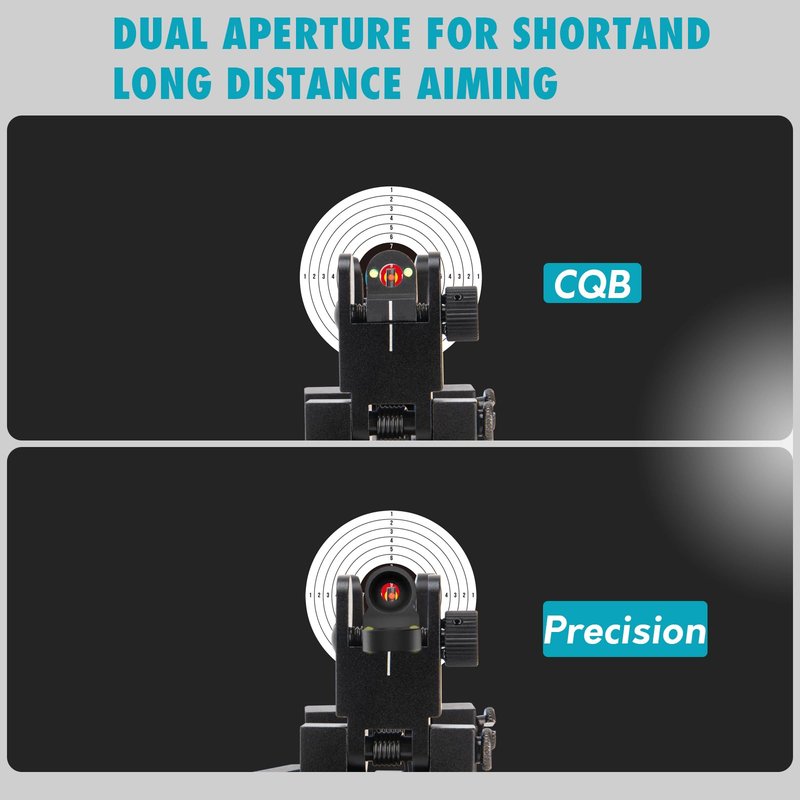 45 Degree Offset Iron Sights, Canted Iron Sights with Red and Green Dots, Flip Up Front Rear Sites Adjustable Front Sight Rapid Transition for Picatinny and Weaver Rails