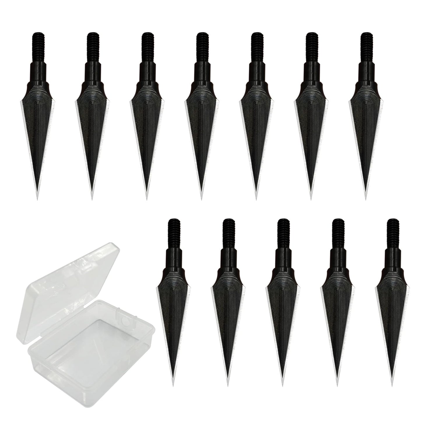 Traditional Archery Broadheads 100/125 Grain - Heat-Treated Arrow Tips for Compound, Recurve Bow & Crossbow, 12 PK for Hunting & Target Practice with 1 PK Broadhead Storage Case (100 Grain Break)