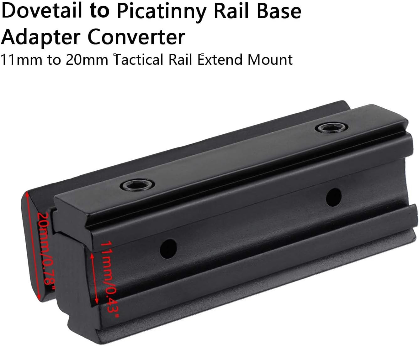 Dovetail to Picatinny Rail Adapter - 11mm to 20mm Scope Mount Converter | Medium Profile Aluminum, 2.67" Length