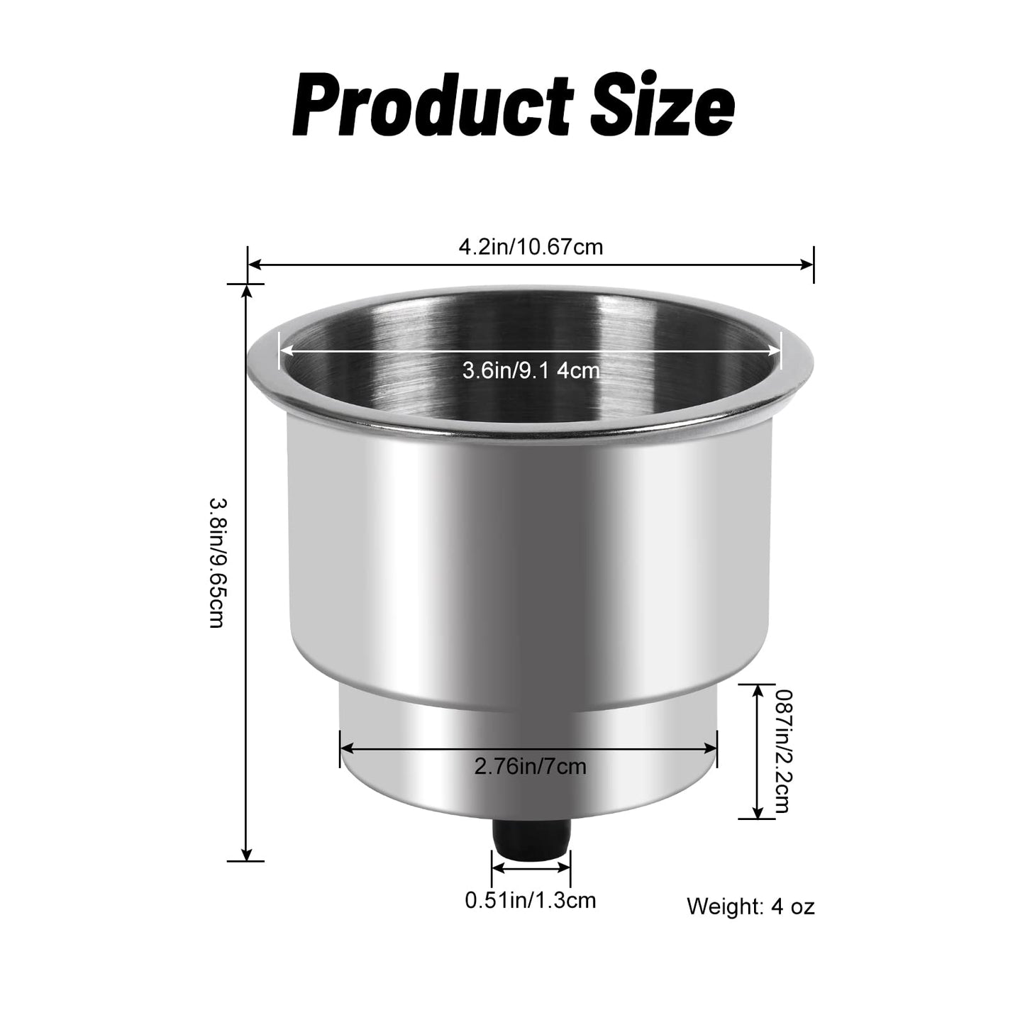 Goture Stainless Steel Cup Drink Holder with Drain Marine Boat RV Camper Rod