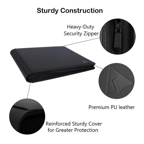 Rayvol 12-Pocket Toploader Binder, Holds 432 Toploaders 12 Pocket Top Loader Card Storage Case, 400 + Ringless Double-Sided Pockets for Cards in 3 x 4'' Toploaders