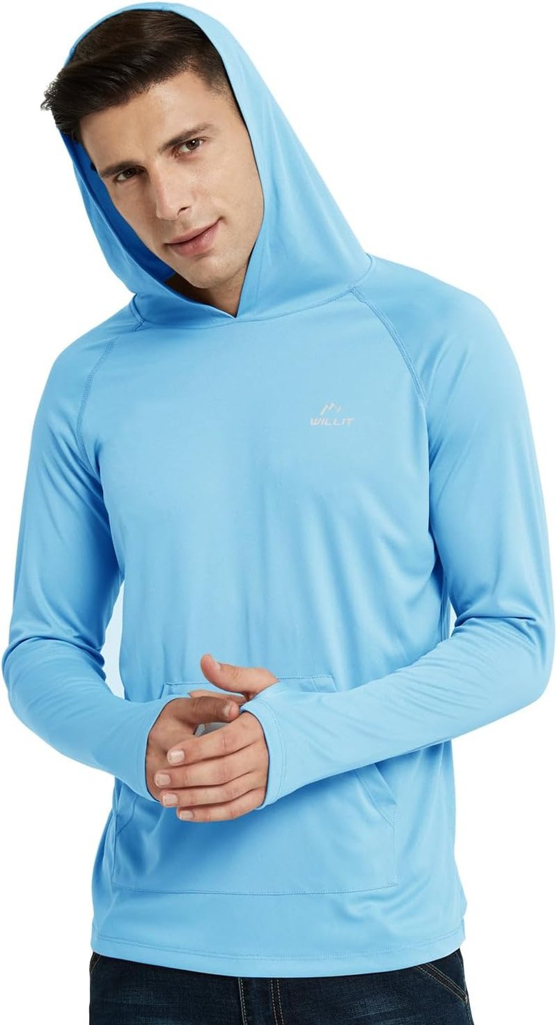 Men's UPF 50+ Sun Protection Hoodie - Lightweight Long Sleeve Rash Guard for Fishing | Outdoor UV Shirt with Pocket