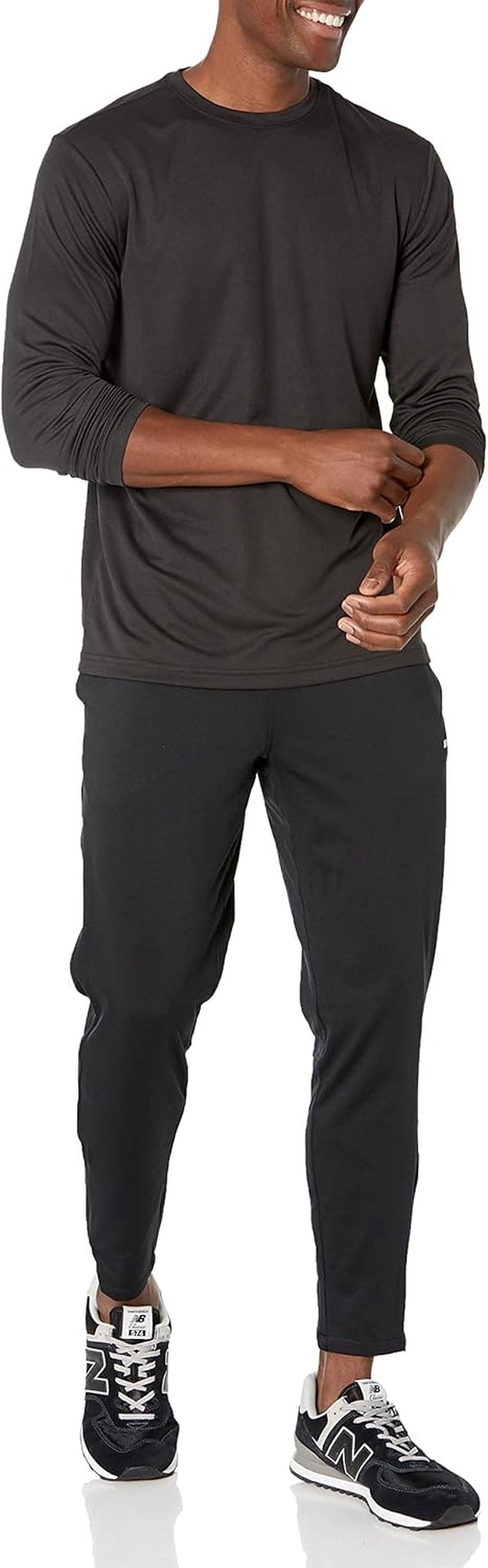Men's Moisture-Wicking Long Sleeve Performance Tech Crew Neck T-Shirt | Comfortable Fit