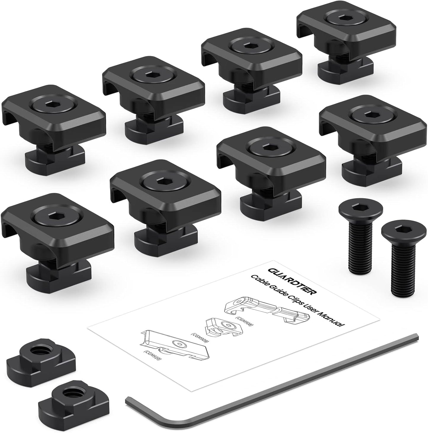 M-LOK Pressure Switch Cable Guides - Flashlight Laser Wire Management Clips | 8 Pack - Black