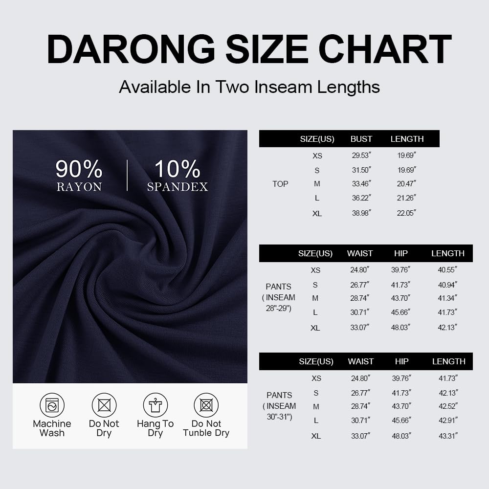 Darong Women's 2 Piece Outfits Short Sleeve Lounge Sets 9042A Dark Blue M
