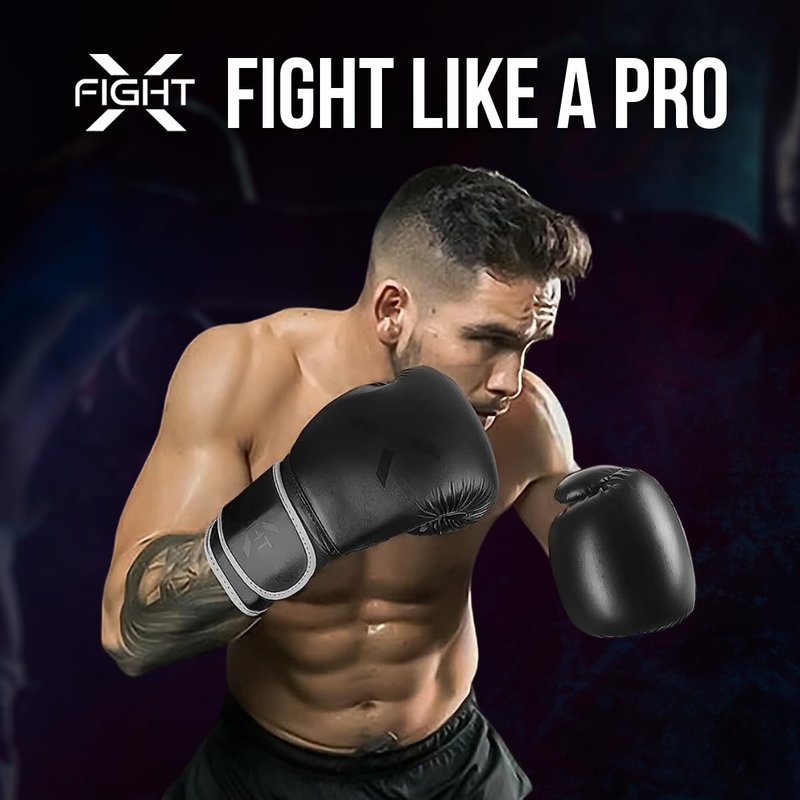 FightX Professional Boxing Gloves Men Women – Pro Training Sparring Gloves, Heavy Bag, MMA Kickboxing Muay Thai Gloves – Hook & Loop with Wrist Support – 12 Oz Guantes de Boxeo (6 8 10 14 16 Oz)(FB)