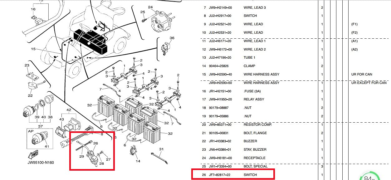 Golf Cart Yamaha Stop Switch Compatible Yamaha G11 G14 G16 G19 G20 G21 G22 G29/Drive Gas and Electric Golf cart,Replace# JF7-82817-20