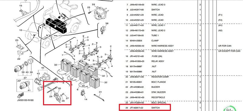 Golf Cart Yamaha Stop Switch Compatible Yamaha G11 G14 G16 G19 G20 G21 G22 G29/Drive Gas and Electric Golf cart,Replace# JF7-82817-20