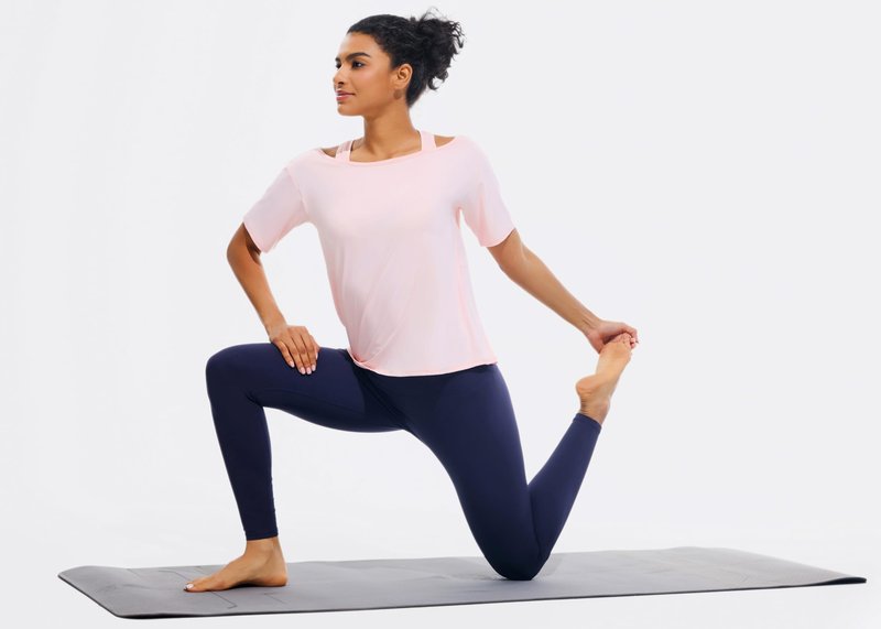 Women's Short Sleeve Workout Shirts Quick Dry Cold Shoulder Loose Fit Gym Yoga Athletic Running Tee Tops Lightweight Breathable