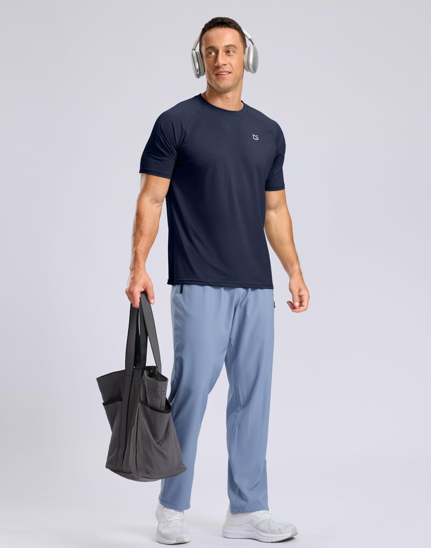 G Gradual Men's Athletic Workout T-Shirts Moisture Wicking Cooling Running Shirts Short Sleeve Performance Tee for Gym Tennis(Navy,4XL)