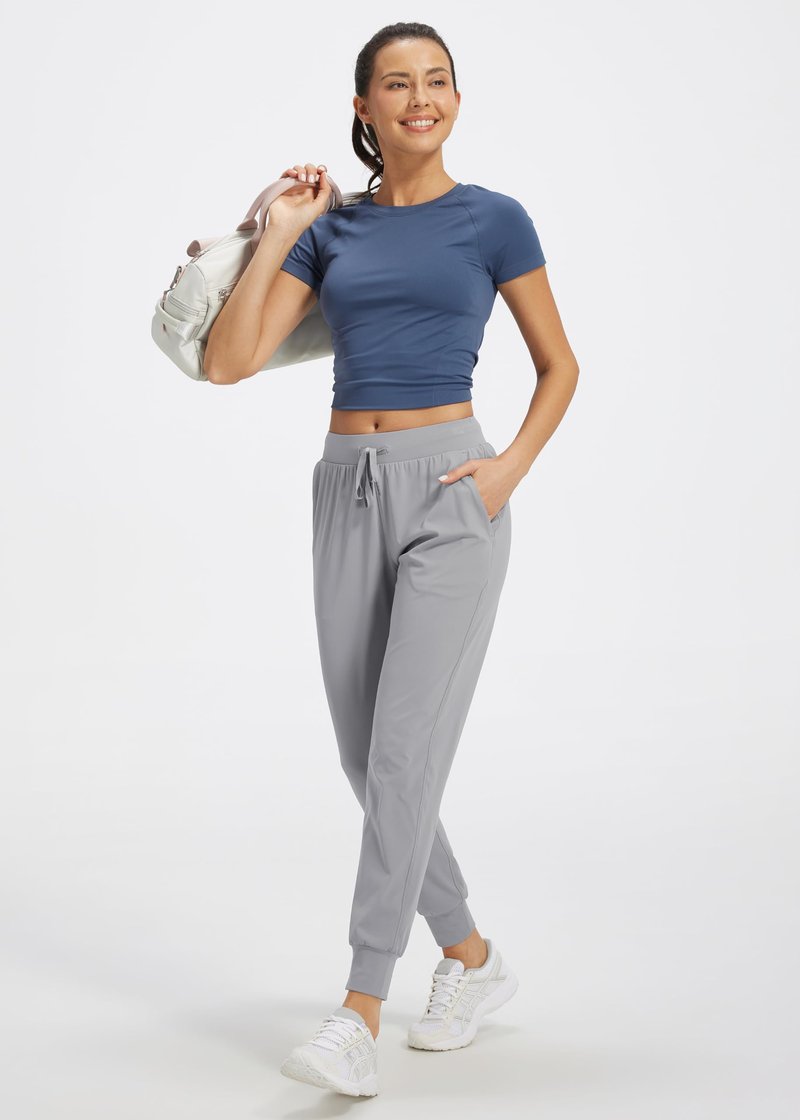 Libin Women's Joggers Pants Athletic Sweatpants with Pockets Running Tapered Casual Pants for Workout,Lounge, Light Grey 3XL