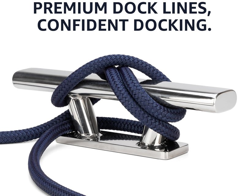 PACTHSD Double Braid 1/2" x 15' Boat Dock Lines (4-Pack) – Nylon Boat Ropes for Docking with 12" Spliced Eye – Heavy Duty Marine Rope – Soft & Durable Boat Lines for Pontoon and Light Boat (Navy Blue)
