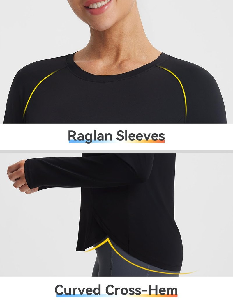 baleaf Long Sleeve Cooling Workout Tops for Women Sun Shirts UPF 50+ Quick Dry Lightweight Soft Running Athletic Gym Hiking