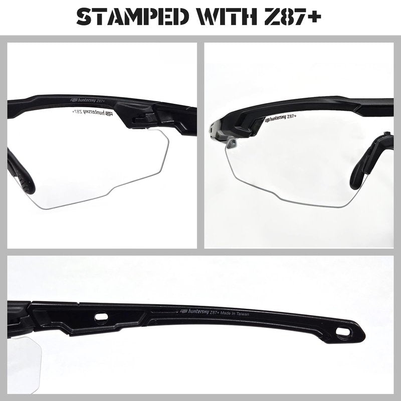 HTS HUNTERSKY S57 2 Pack Clear Lens Ballistic Tactical Shooting Glasses ANSI Z87+ UV400 Anti-Fog Eyewear for Airsoft Range Security and Outdoor Sports, for Men and Women