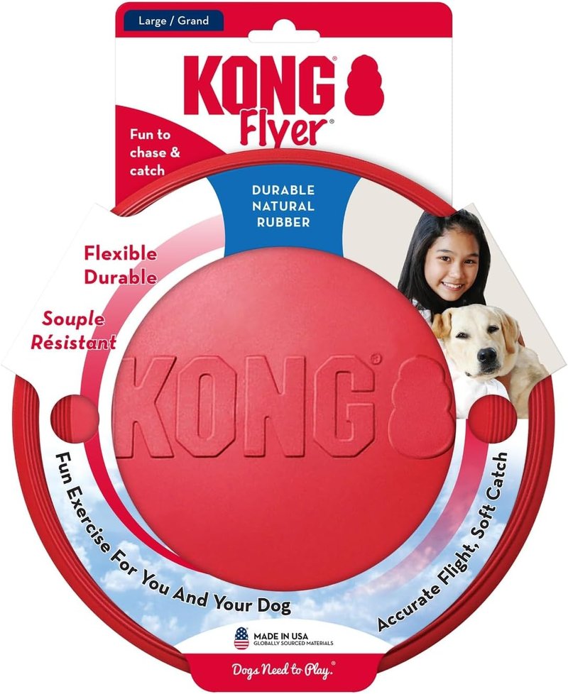 KONG Flyer Dog Toy - Durable Natural Rubber Flying Disc for Fetch | Ideal for Medium/Large Dogs