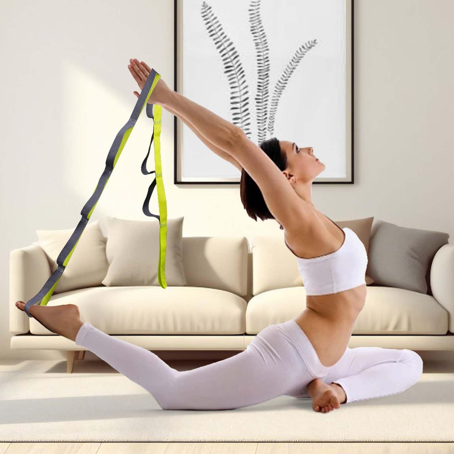 10 Loop Yoga Stretching Strap for Physical Therapy - Non Elastic Exercise Band for Pilates, Yoga, Stretching for Women & Men