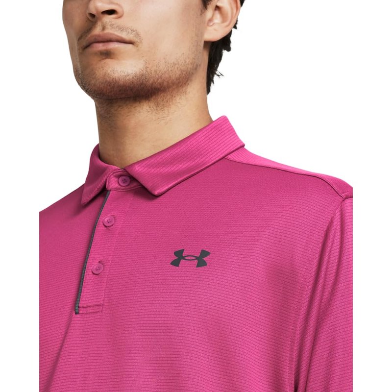 Under Armour Men's Tech Golf Polo, (686) Astro Pink / / Pitch Gray, Medium Tall