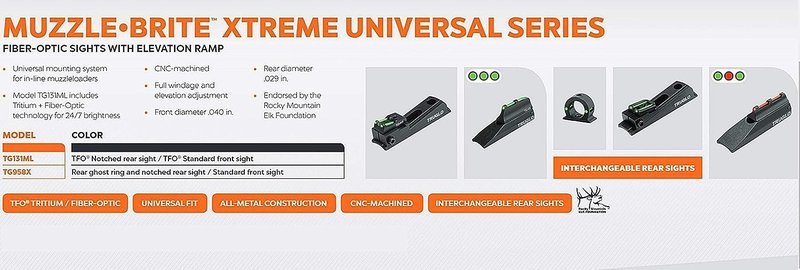 TruGlo Bright Xtreme Universal Mzzl Sight Set, with Red Front Ramp, Green Rear Notch & Bonus Green Ghost