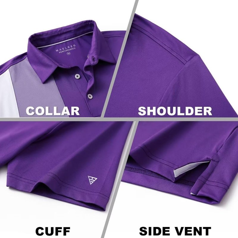 M MAELREG Golf Shirts for Men Dry Fit Casual Collared Lightweight Moisture Wicking Mens Polo Shirts Short Sleeve Purple
