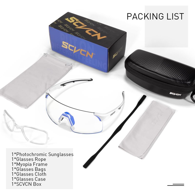 SCVCN Photochromic Cycling Glasses Frameless Sports sunglasses for Men Women - Ideal For Baseball, Bike, Golf, Running