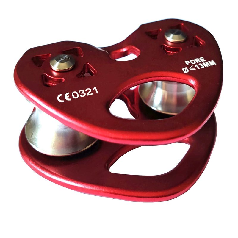 LicBund 25KN Climbing Technology Pulley Tandem Double Speed Pulley for Climbing Rescue Lifting, Red