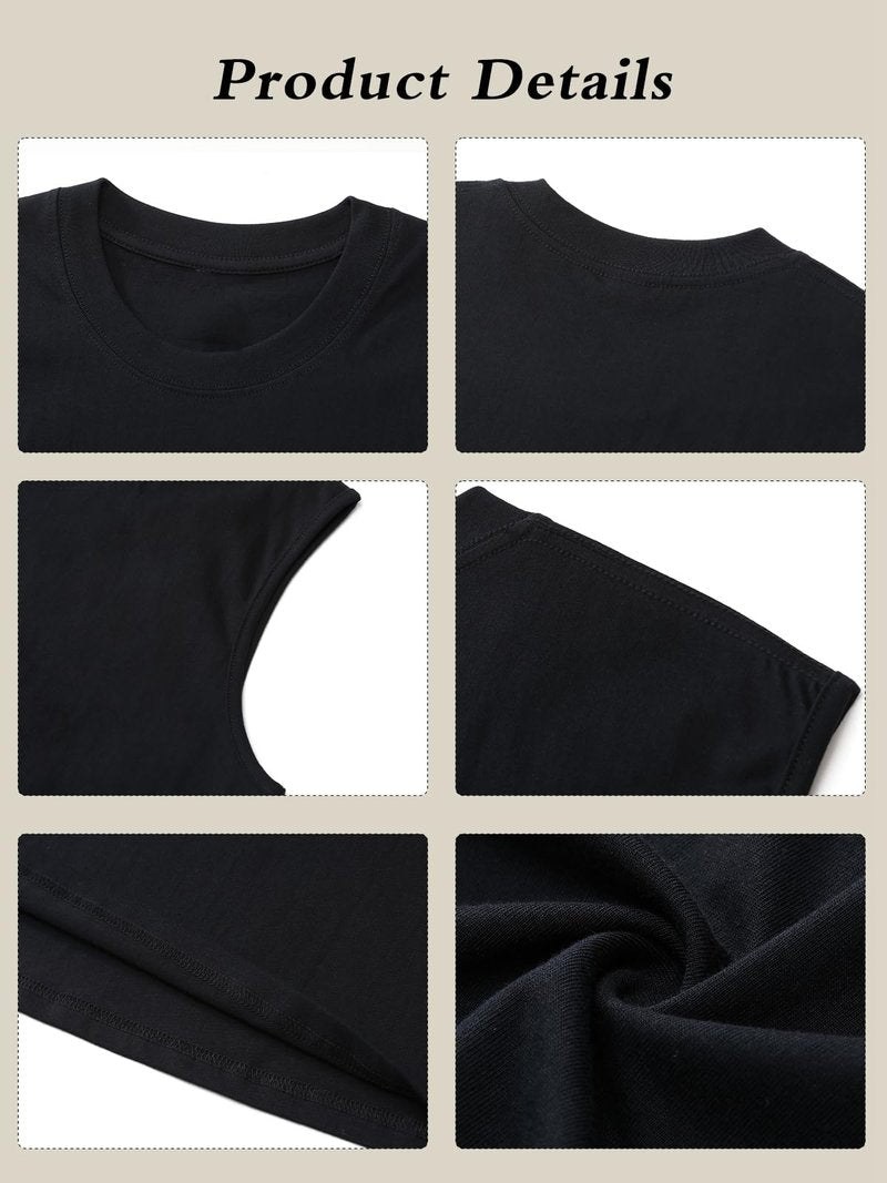Mens Workout Tank Tops Sleeveless Tee Shirts Men Muscle Shirt Gym Cotton T Shirts Running Beach Loose Fit Tee(XZG,BK,L A-Black