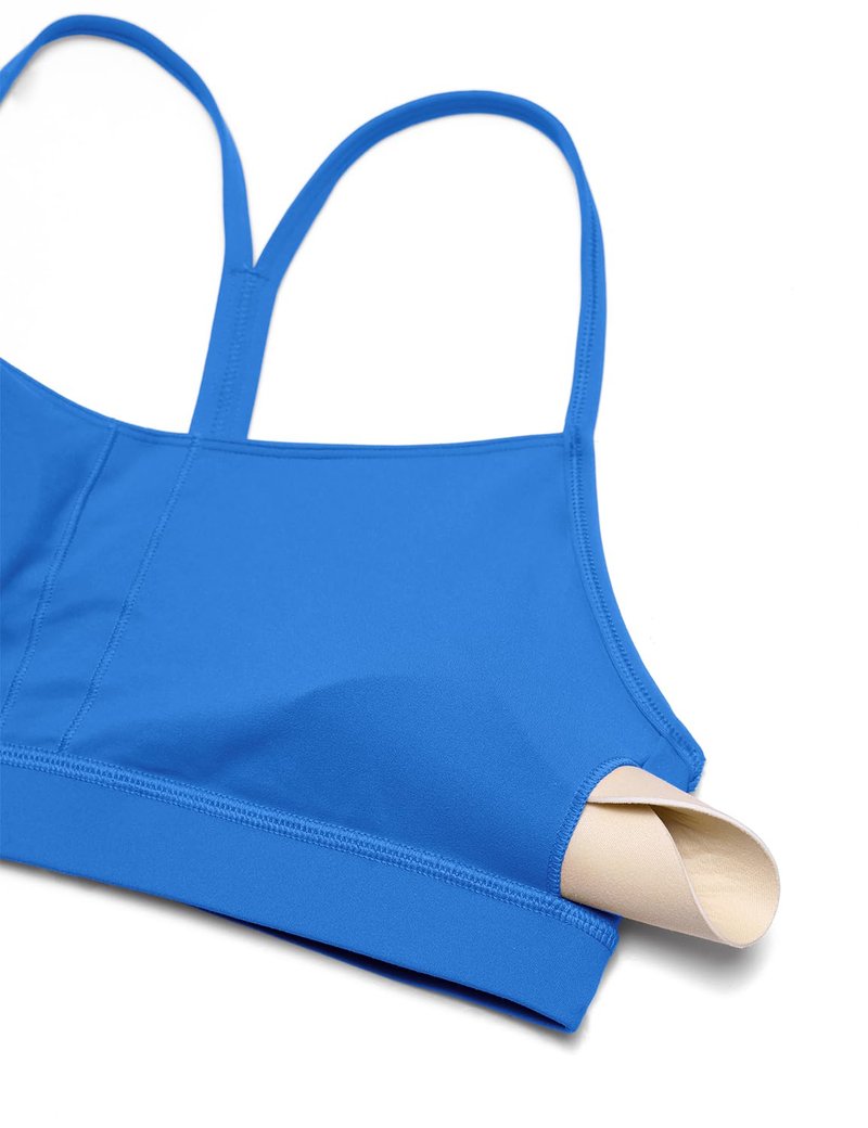 CRZ YOGA Butterluxe Y Back Sports Bras for Women - Padded Racerback Low Impact Spaghetti Thin Strap Workout Yoga Top Sparkle Blue X-Large