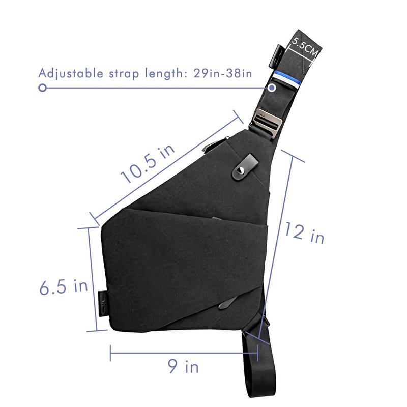NIID-FINO NEO Sling Bag,Anti-theft Crossbody Shoulder Bag,Chest Bag for Men,Small Sling Bag for Men,Multipurpose Daypack (Meteorite black, Right Hand)