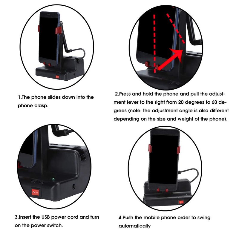 TOPINCN Automatic Mobile Phone Swing Steps Counter Pedometer Adjustable Stand Increases Steps Cellphone Pedometer Accessories