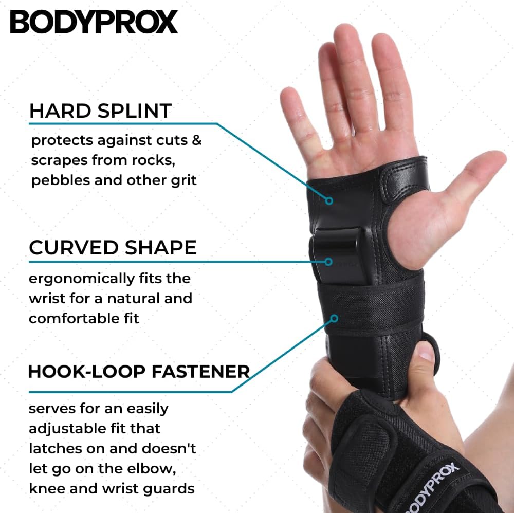 BODYPROX Knee Pads, Elbow Pads & Wrist Guards Set - Protective Gear for Inline Skating, Skateboarding & BMX