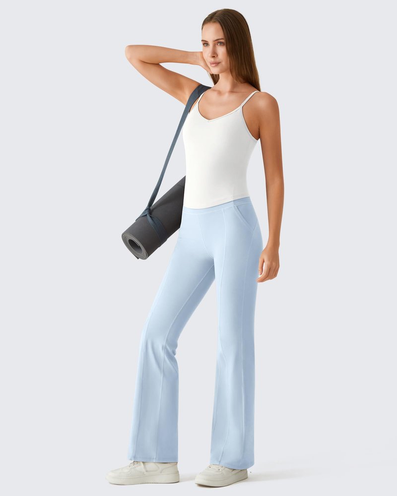 G4Free Camisole with Built in Bra Yoga Workout Spaghetti Strap Tank Top Removable Padded Shelf Bras Camisoles (Pure White,M)