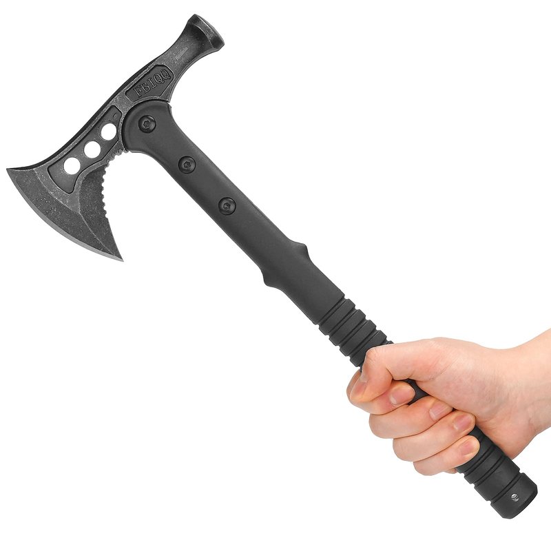 Hitdudu Camping Axe, Survival Chopping Hatchet with Sheath, Tactical Tomahawk with Hammer, Nylon Fiber Handle for Outdoor Survival Hiking Camping