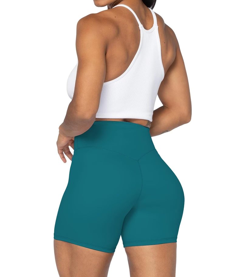 Sunzel Women's Biker Shorts in High Waist Tummy Control with No Front Seam 5" Deep Lagoon X-Small