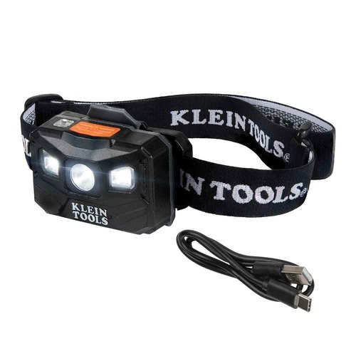 Klein Tools 56048 Rechargeable Auto-Off LED Headlamp, Adjustable Fabric Strap, 400 LMS & 85191 Screwdriver/Conduit Reamer, Conduit Fitting and Reaming Screwdriver for 1/2-Inch