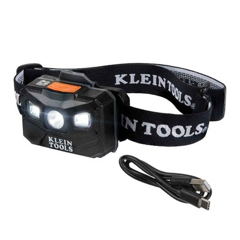 Klein Tools 56048 Rechargeable Auto-Off LED Headlamp, Adjustable Fabric Strap, 400 LMS & 85191 Screwdriver/Conduit Reamer, Conduit Fitting and Reaming Screwdriver for 1/2-Inch