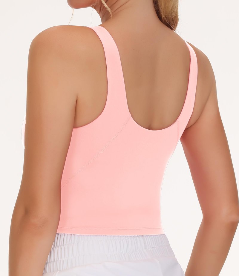 THE GYM PEOPLE Women's Sports Bra Sleeveless Workout Tank Tops Running Yoga Cropped Tops with Removable Padded Pink