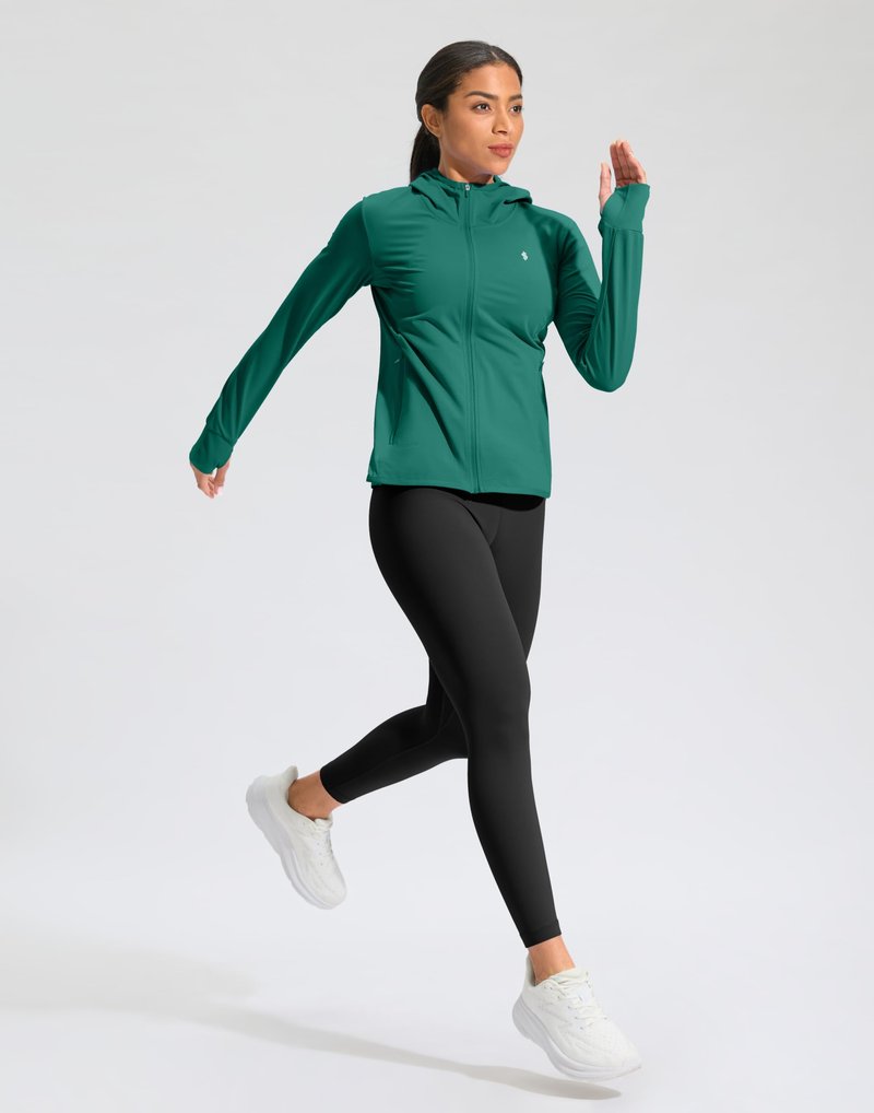 Soothfeel Women's UPF 50+ Sun Protection Hoodie Jacket Lightweight Long Sleeve Sun Shirt for Women with Pocket Hiking Outdoor(Teal, M)