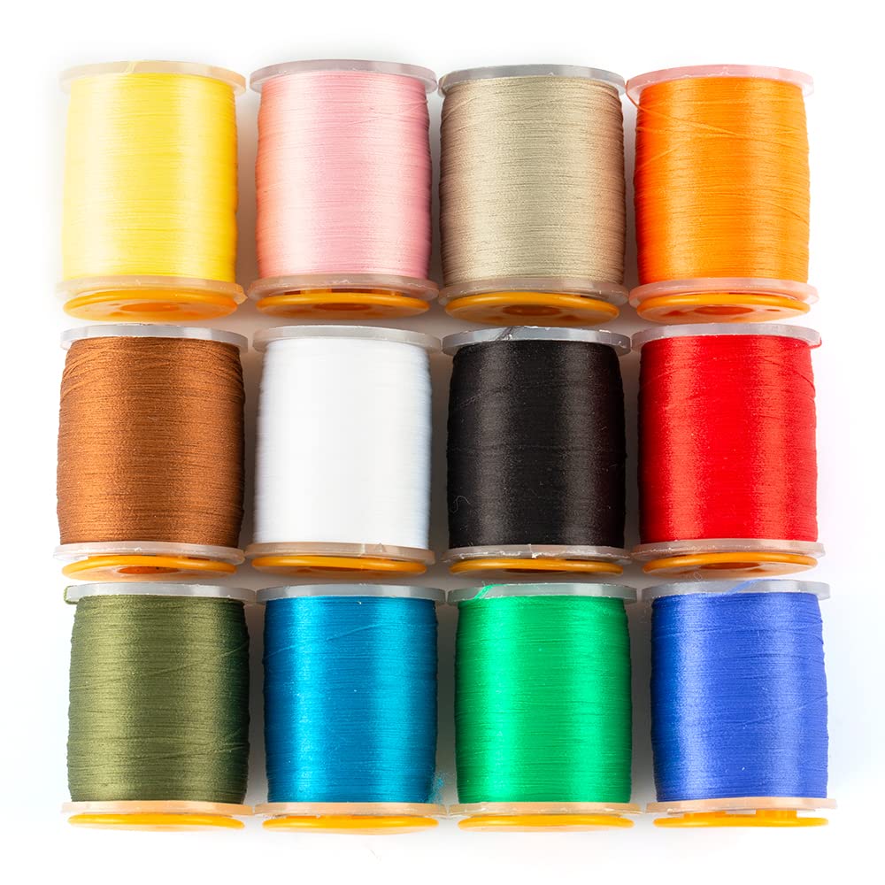 HERCULES 140D Fly Tying Thread 12 Colors Non Waxed Fly Tying Wires Materials Kits Fly Tying Tieing Supplies for Dry Wet Flies (12 Colors)